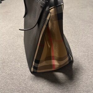Burberry Black Leather Tote with Gold Accents
